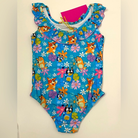 Little Girls Bluey Pups One Piece Ruffle UPF 50+ Swim Bathing Lightweight Suit 8 - Picture 5 of 8